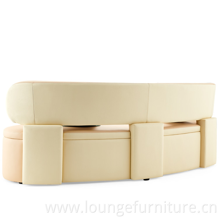 Modern Design Living Lounge Sofa Multiple People Leather Fabric Splicing Arc Lounge Sofa